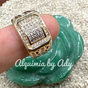 Lux gold diamond pave big chunky jewel Tone gem ring/ maxi/hip hop/